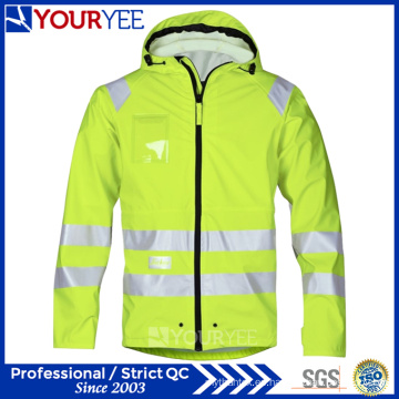 Impermeable alta visibilidad de alta visibilidad PU lluvia chaquetas (yfg115)